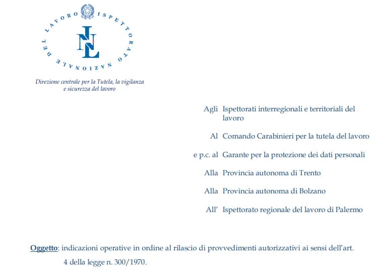 Ispettorato nazionale del lavoro nota 2572/2023 controllo a distanza dei lavoratori